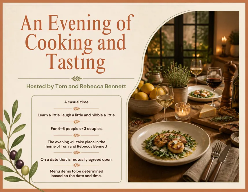 An Evening of Cooking, Tasting & Hospitality with Tom and Rebecca Bennett